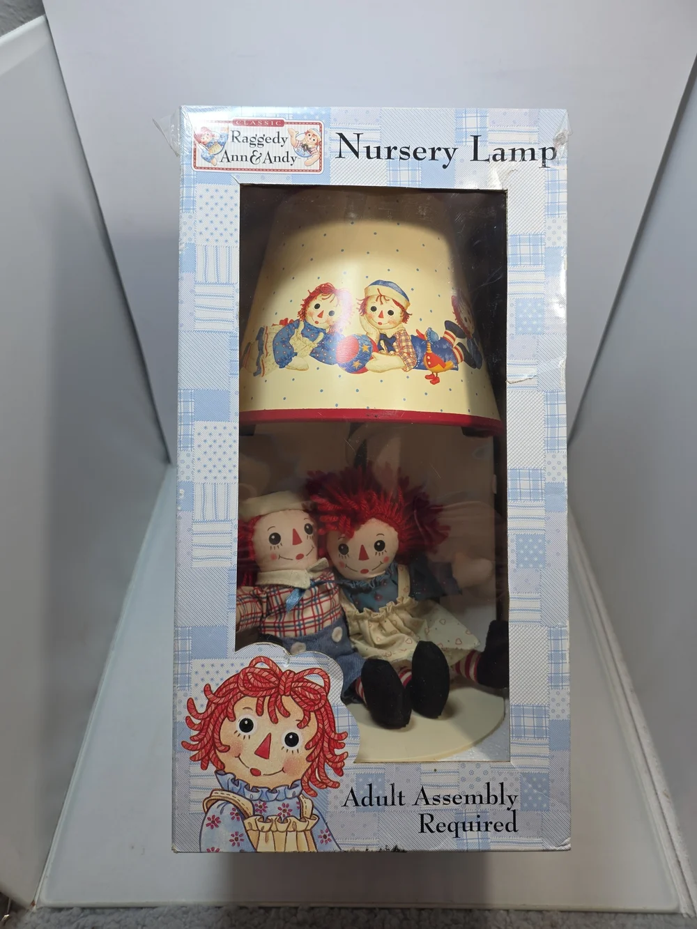 Raggedy Ann & Andy Nursery Lamp w/ Plush Dolls NIB Vintage